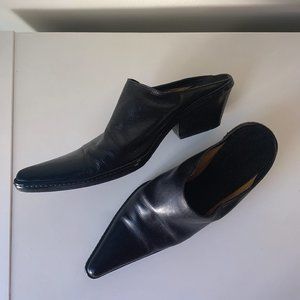 Sartore pointed toe leather mules clogs black EU 39 US 8